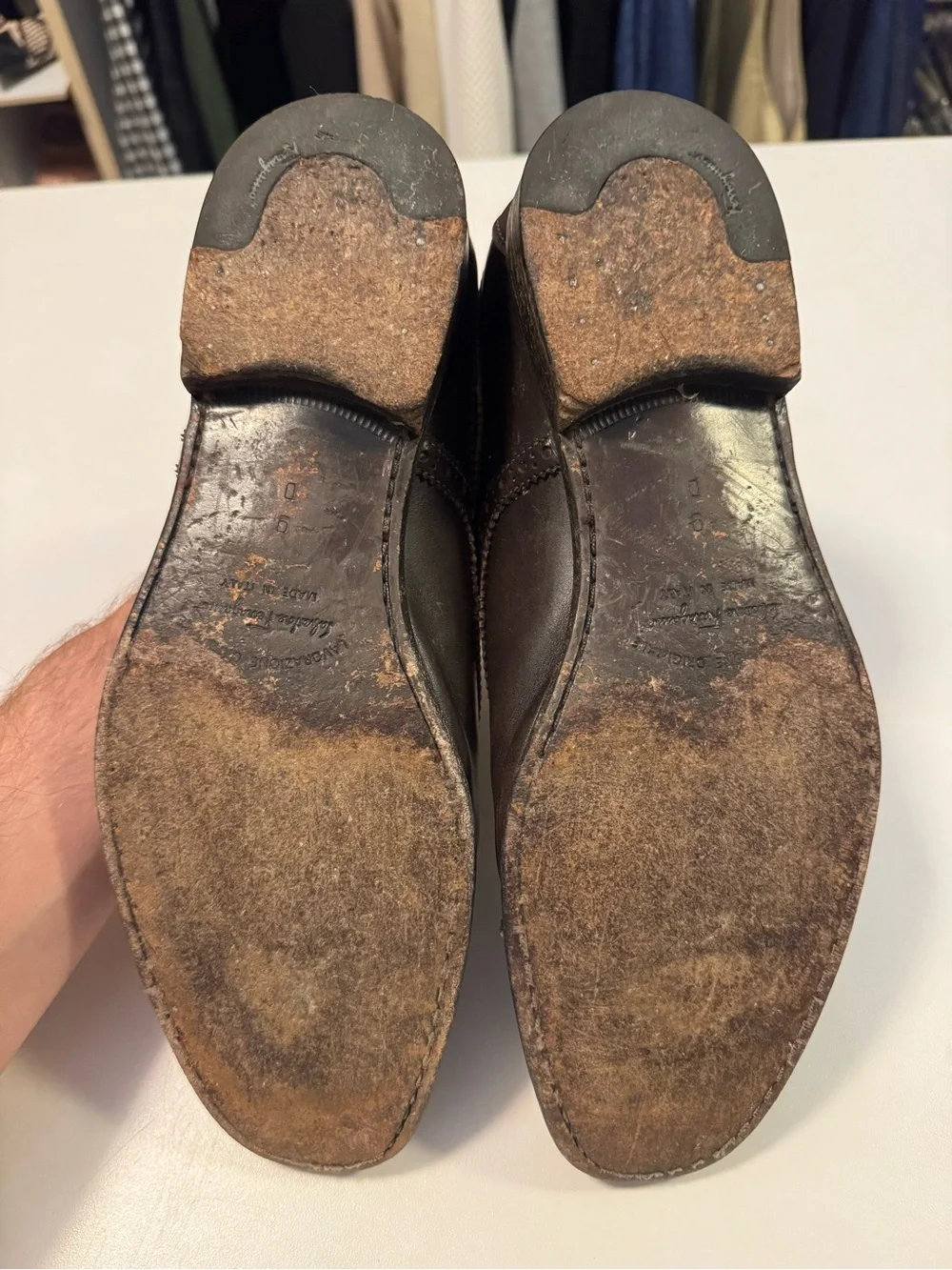Salvatore Ferragamo Dark Brown Brogue Cap-Toe Oxfords
